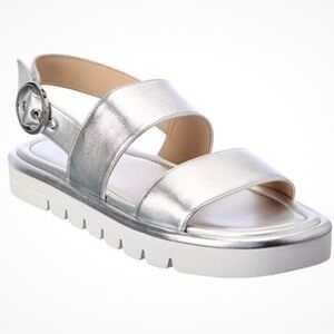 Stuart Weitzman Elodie Leather silver sandals